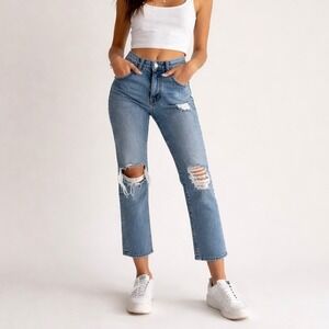 Mother The Insider Ankle Mid Rise Flare Jean Bloom And Doom Distressed Size 29